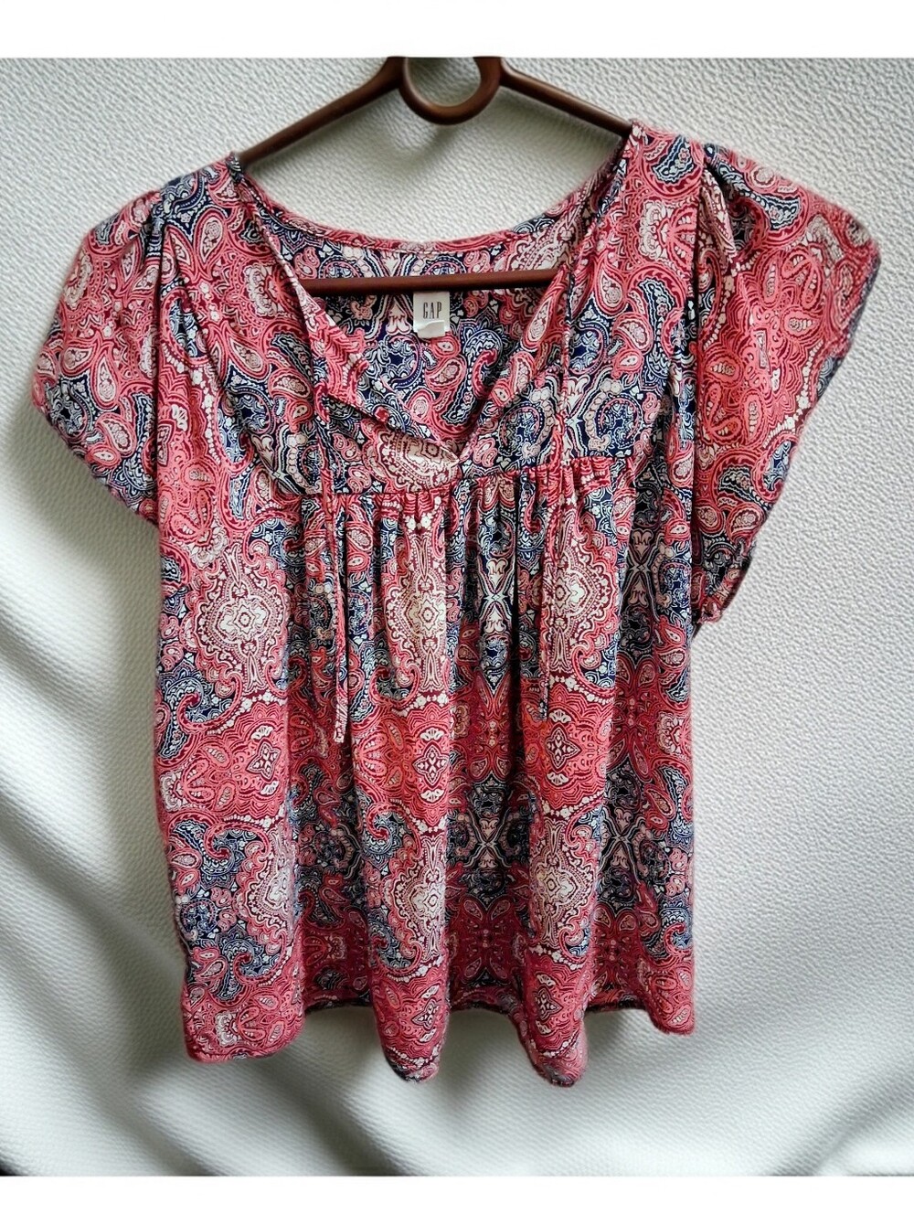 GAP Navy and Pink Paisley Blouse